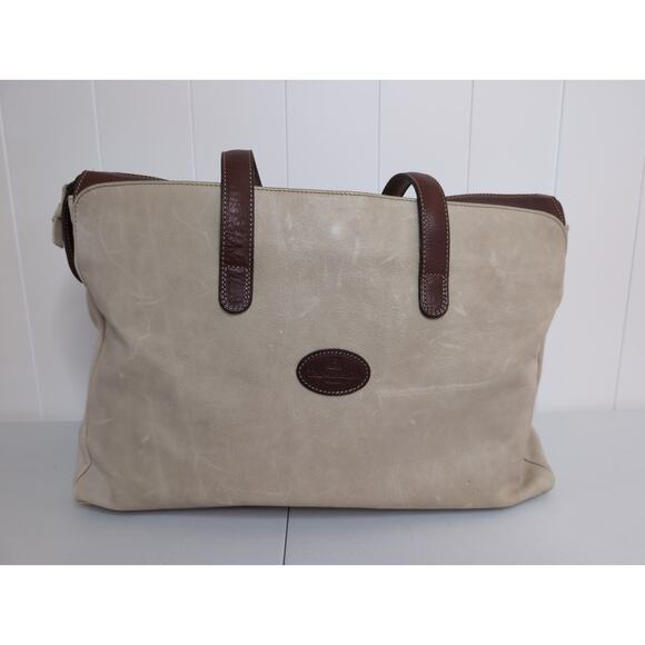 Vintage Brown and Tan Tangaroa Terrida leather bag large Tote Made In italy - Picture 1 of 12